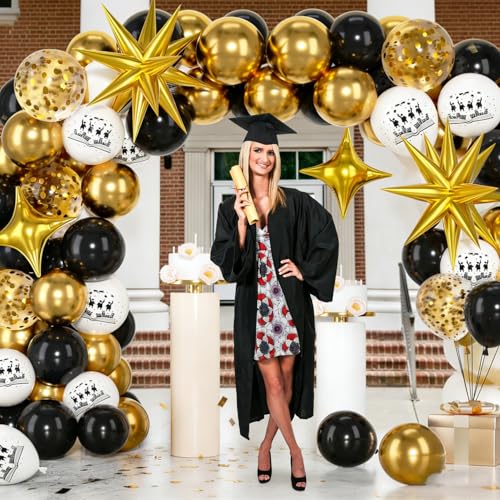 50pcs Black & Gold Graduation Balloons Kit - Class of 2026 Party Decoration with 22inch Starburst Balloon for Prom, Graduation Party, Birthday, Anniversary, Wedding, Retirement, Bachelorette by RazzleDazzle - Image 3