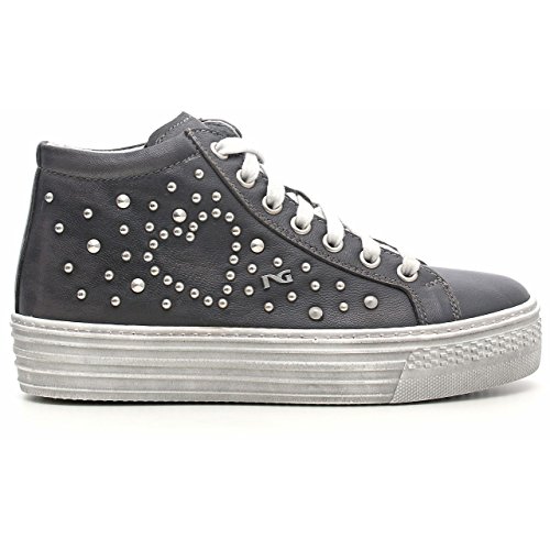 Sneakers fille en cuir Noir jardins Junior a531110 F pour un confort durable à rivets
