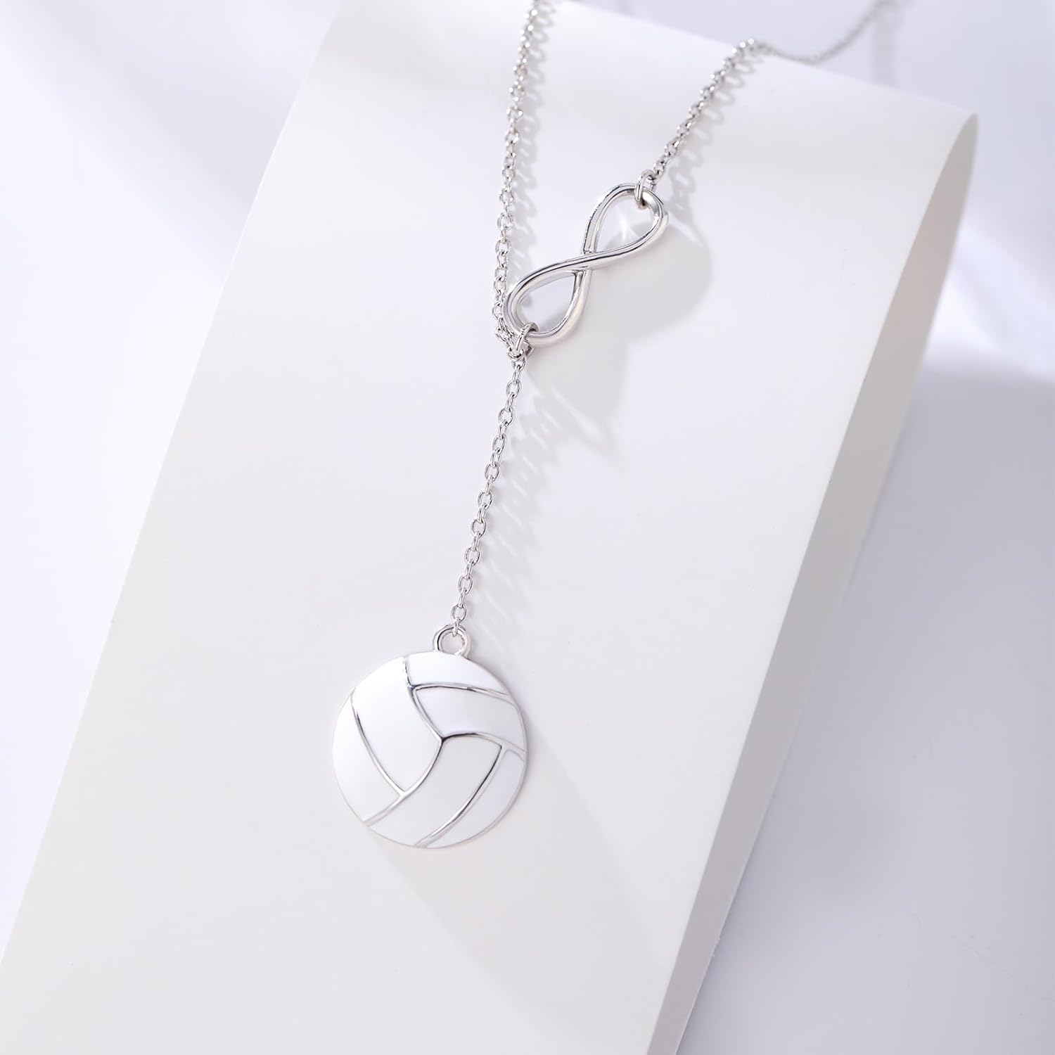 925 Sterling Silver Infinity Volleyball Necklace Pendant Jewelry Volleyball Gifts for Players Women Lover