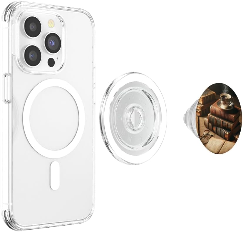 Books and Coffee Vintage Library Old PopSockets MagSafe PopGrip for iPhone