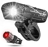 LXL USB Rechargeable Super Bike Headlight and Back Light Set, Runtime 10+ Hours 600 Lumen Bright Front Lights Tail Rear LED, 5 Light Mode Options...