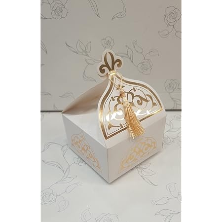 Lot De 25 Boîtes à Gâteau Dorées - Taille 11x11x9.5 Cm - Carton - Pour Mariage, Anniversaire, Baptême