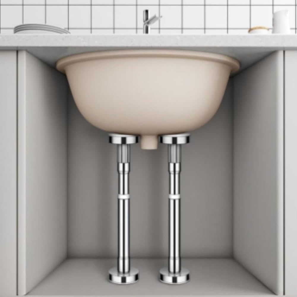 AZIEBAY 2個セット ステンレス製家具転倒防止突っ張り棒 ジャッキ式 耐震対策 本棚・食器棚・冷蔵庫・タンス・テーブル・棚用