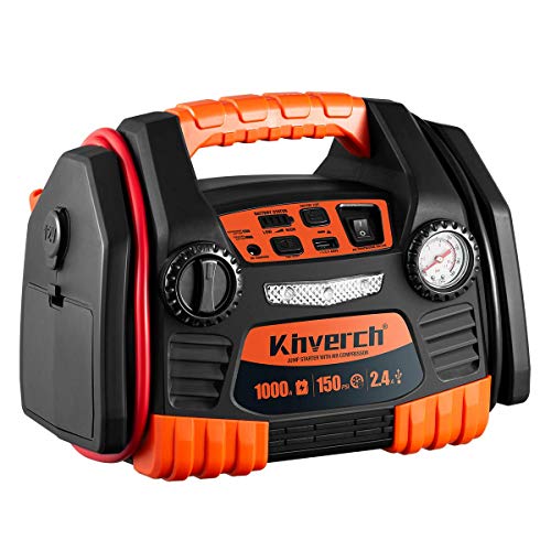 Kinverch Jump Starter With Air Compressor 1000 Peak Portable Battery Jump Starter&Usb Port/12V Power Ports #TOP7