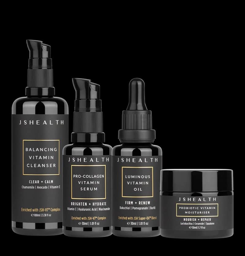 JSHealth4-Step Vitamin Skincare System - Complete Skin Care Routine with Vitamin C Serum, Moisturizer, Face Oil, & Facial Cleanser