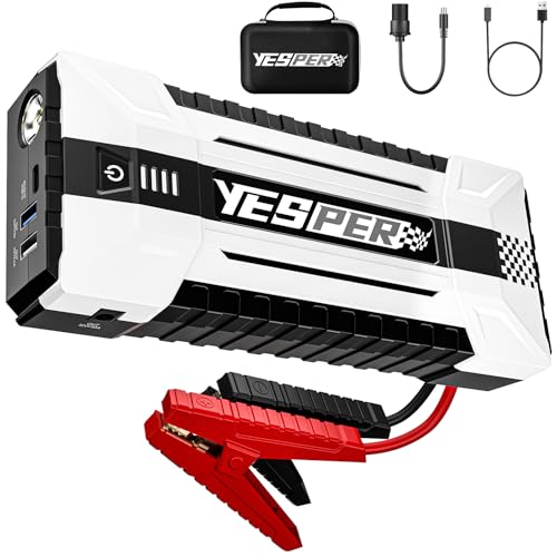 YESPER 4120A Jump Starter 12V Car Battery Jumper Starter Portable (All Gas up to 10.0L Diesel Engine) 26800mAh Battery Start Booster Pack Jump Box with Carry Case Jumper Cables LED Light