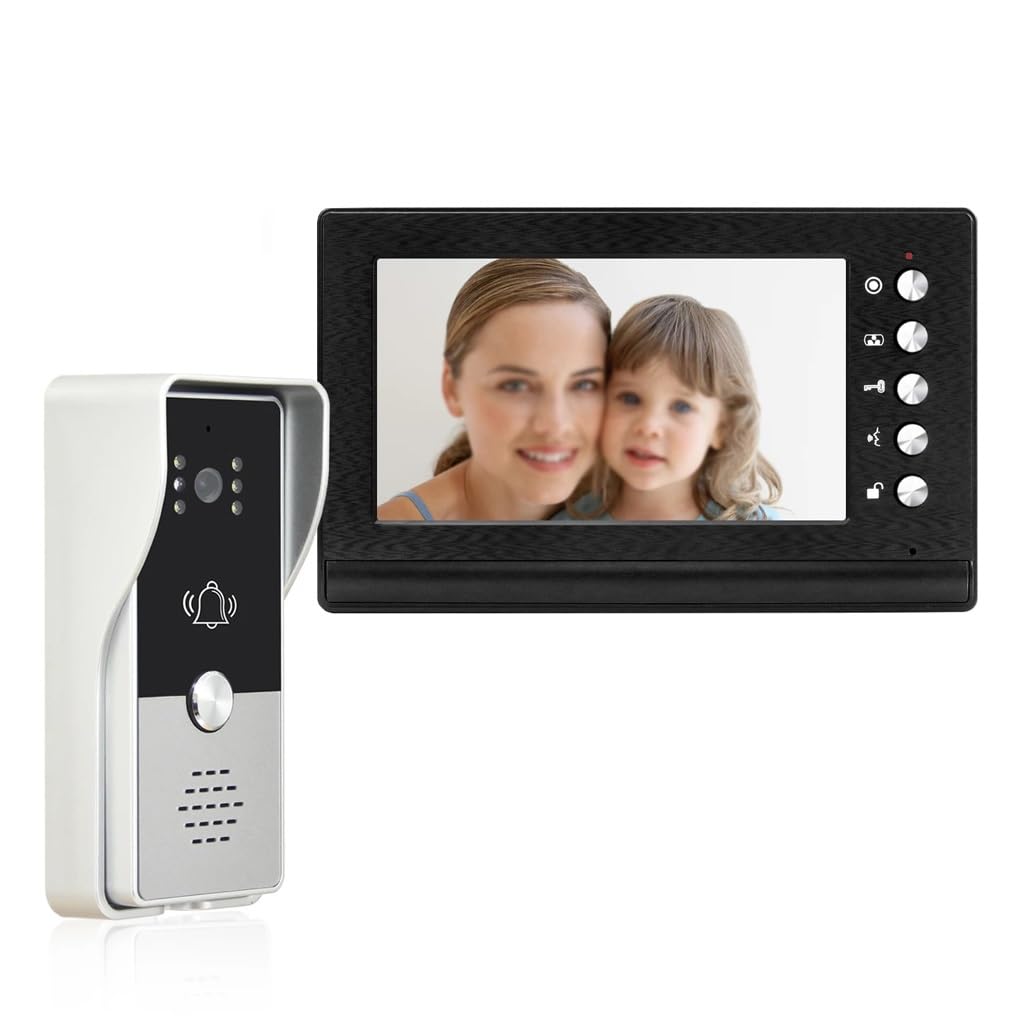 MOBYGKFY Wired Video Intercom System Door Phone Doorbell Kits for Houses Apartment Home Entry Access Control Lock