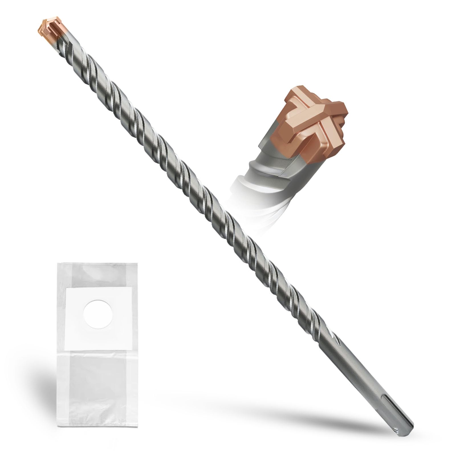METOTY SDS Plus Hammer Drill Bit 14mm×460mm, with 4 Carbide Cutting Edges, Head with Coating, Masonry Drill, Hammer Drill