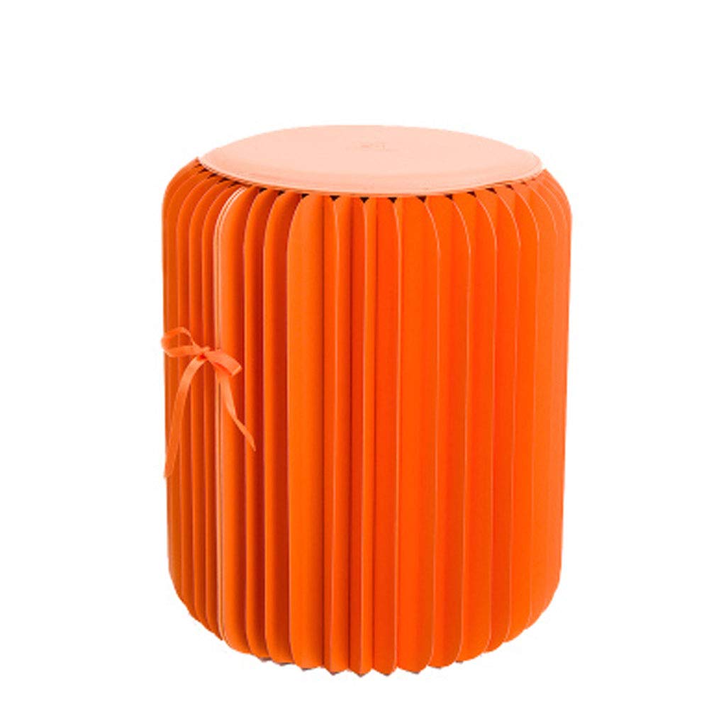Pouf Ottoman Rond Orange Créatif et Pliable Capacité 300 kg