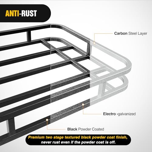 Image of Nilight 32 inchx26 inchx4 inch RV Bumper Mounted Cargo Rack Carrier with Net Fits 4-inch or 4-1 /2-inch Bumpers Heavy Duty Luggage Holder Basket for RV Camping Traveling Capacity 350LBS