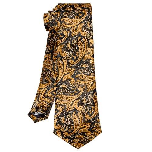 Image of 5PCS Tie and Pocket Square for Men, Silk Necktie and Handkerchief Cufflinks with Gold Ring and Lapel Pin Set