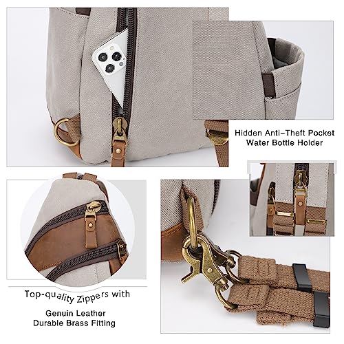Image of Canvas Sling Bag - Crossbody Backpack Shoulder Daypack Rucksack for Men Women Outdoor Cycling Hiking Travel