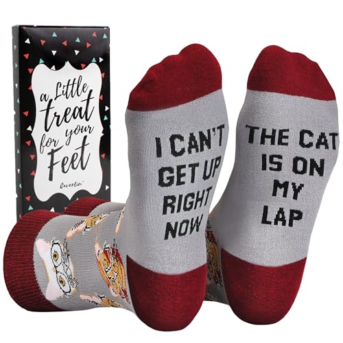 Cavertin Funny Socks for Women with Gift Box Cat Lover Dog Mom Book Lover Cat Mom Llama Unicorn Sloth Corgi (Cat Lover)