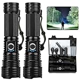 Sigoobal Rechargeable Flashlights High Lumens,9000000 Lumens Super Bright Led Flashlight with 5 Modes,Waterproof Powerful Flashlight Max 12 Hours Runtime for Home,Camping,Walking(2 Pack)