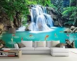Carta Da Parati Cascate Forestali 450x300cm Fotomurali 3D Effetti Poster Gigante Design Murale Decorazione da Muro -MIWEI Wallpaper-ZXY-41463