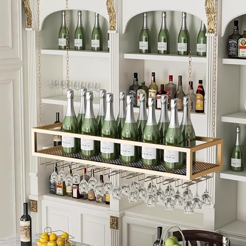 Étagère à vin murale étagères flottantes bouteilles liqueurs verres à pied