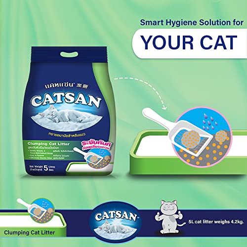 Image of Catsan 100% Natural Clumping Cat Litter, 5l (4.2 kg) (Pack of 2)
