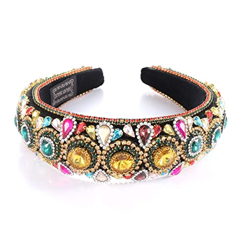 Rhinestone Padded Headband Baroque Crystal Embellished Hairbands Colorful Beaded Headbands Fashion Bejewelled Hairhoop Accessory For Women Girls #TOP5