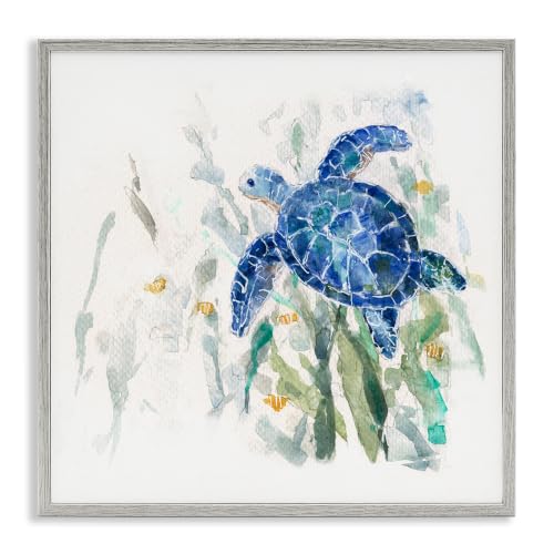 Blue Sea Turtle Coastal Nature, 24 x 24 Inch Framed Giclée Print