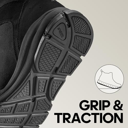 NORTIV 8 Men's Waterproof Lightweight Military Tactical Work Boots Outdoor Hiking Combat Motorcycle Boots,Size 6.5,Waterproof-All Black,SNMT222M