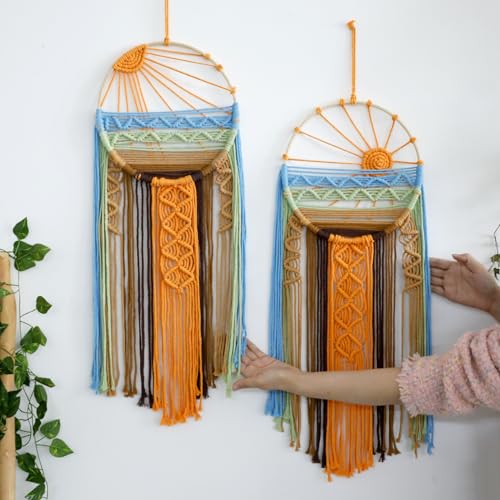 Artilady Apanhador de sonhos de arte de parede do pôr do sol - macramê para pendurar na parede grand