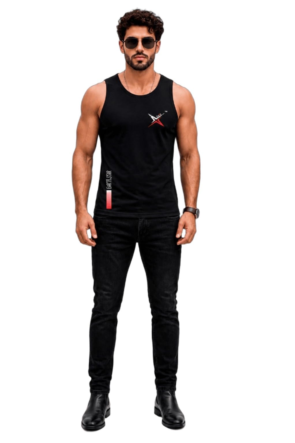 Men's Cotton Tank Top T-Shirt | Sleeveless Gym Vest | Vest for Man Graphic Logo Print for Workout, Beach, Gym | Workout Sando | Gym Tshirts (in, Alpha, L, Regular, Black)-image-31