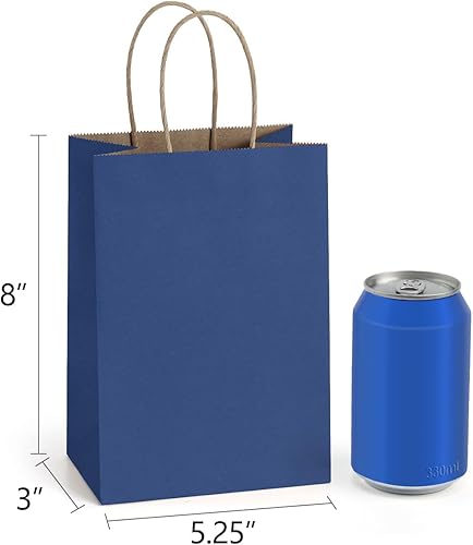 Miniatura 2 de BagDream Bolsas de regalo de papel kraft de 5.25 x 3 x 8 pulgadas, pequeñas bolsas de papel con asas, bolsas de regalo para bodas, fiestas, compras,