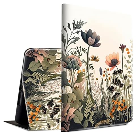 BFSEROBJ Case for Kindle Fire HD 10 Tablet 10.1" 7th/9th Generation 2017/2019 Release Lightweight Smart Case PU Leather Adjustable Stand Protective Cover with Auto Wake/Sleep - Floral Flowers Cover