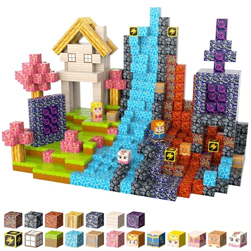 FXLYNAF Magnetic Blocks, 84-Piece 0.8in Build Prince&Princess Magnet Game Set, Stacking Building Blocks Cubes Magnets for Kids, STEM Sensory Creative Toys Games for Toddler Boys & Girls
