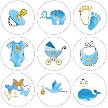 180 Chocolate Drop Labels Stickers Party Decoration, Elephant Theme Party Favor Decoration Stickers 0.75 Inch Light Blue