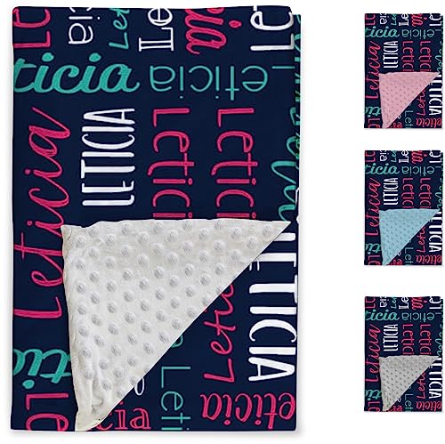 Image of Custom Baby Blanket - Personalized Names Design - Soft Plush Blanket with Double Layer Dotted Backing for Boys Girls Color02(47x60 inches)