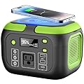 SinKeu 200W Portable Power Station, 155Wh Camping Solar Generator, 42000mAh Power Bank with AC Outlet 110V, DC, USB QC3.0, LED Flashlights for Home Outdoor Trip CPAP Emergency Backup -Green