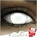 Produktbild Farbige weiße Kontaktlinsen Dead Zombie" 60% Sicht + Kunstblut Kapseln + Behälter von FXCONTACTS®, weich, ohne Stärke als 2er Pack - perfekt zu Halloween, Karneval, Fasching oder Fasnacht