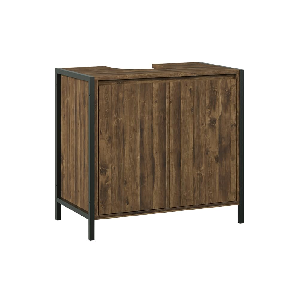 Vicco Mobile sottolavabo per bagno Naola, Quercia/nero, 70 x 65 cm | con 2 scomparti chiusi, per la conservazione di articoli da bagno e asciugamani