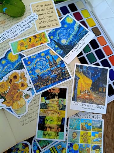 Image of Van Gogh Art Sticker Pack (40+ Stickers) | Classic Art Aesthetic Collection | Iconic Paintings Inspired Stickers | Glossy Premium Vinyl | Waterproof Stickers for Laptop, Bottle & Phone