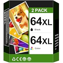 64XL Ink Cartridge Combo Pack Remanufactured Replacement for HP Ink 64 HP64 64XL 64 XL Work for Envy Photo 7858 7855 7155 6255 6252 7120 7158 Envy 7255e 7955e 7958e Tango X Terra PrinterBlack, Color