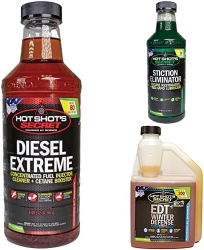 Hot Shot's Secret Diesel Saver Winter Kit - Diesel Extreme (32 Oz), Original Stiction Eliminator (32 Oz), and EDT + Winter Defense (16 Oz)