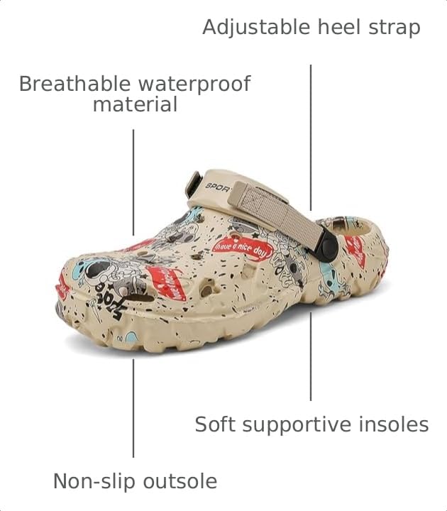 Image of SECHRITE Men's Clogs Athletic Sports Outdoor Slip-on Mules with Cushion Beach Non Slip Home Sandals with Adjustable Back Strap - River Edge