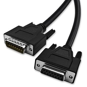 16 Feet5 Meter DB15 15 Pin Two Row Straight Through Serial Extension Cable, Double ShieldedMetal Braiding&AL-foil, Female to Male, Black, SC910S09FM