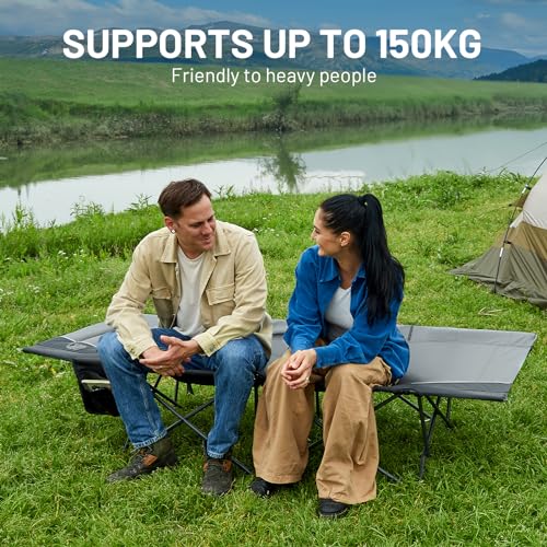 TIMBER RIDGE Camp Beds for Adults, Folding Camping Bed Single with Side Pocket Portable 150kg Capacity, Extra Wide Sleeping Cot with Carry Bag for Outdoor Travel Camping Office Indoor Fishing - Image 4