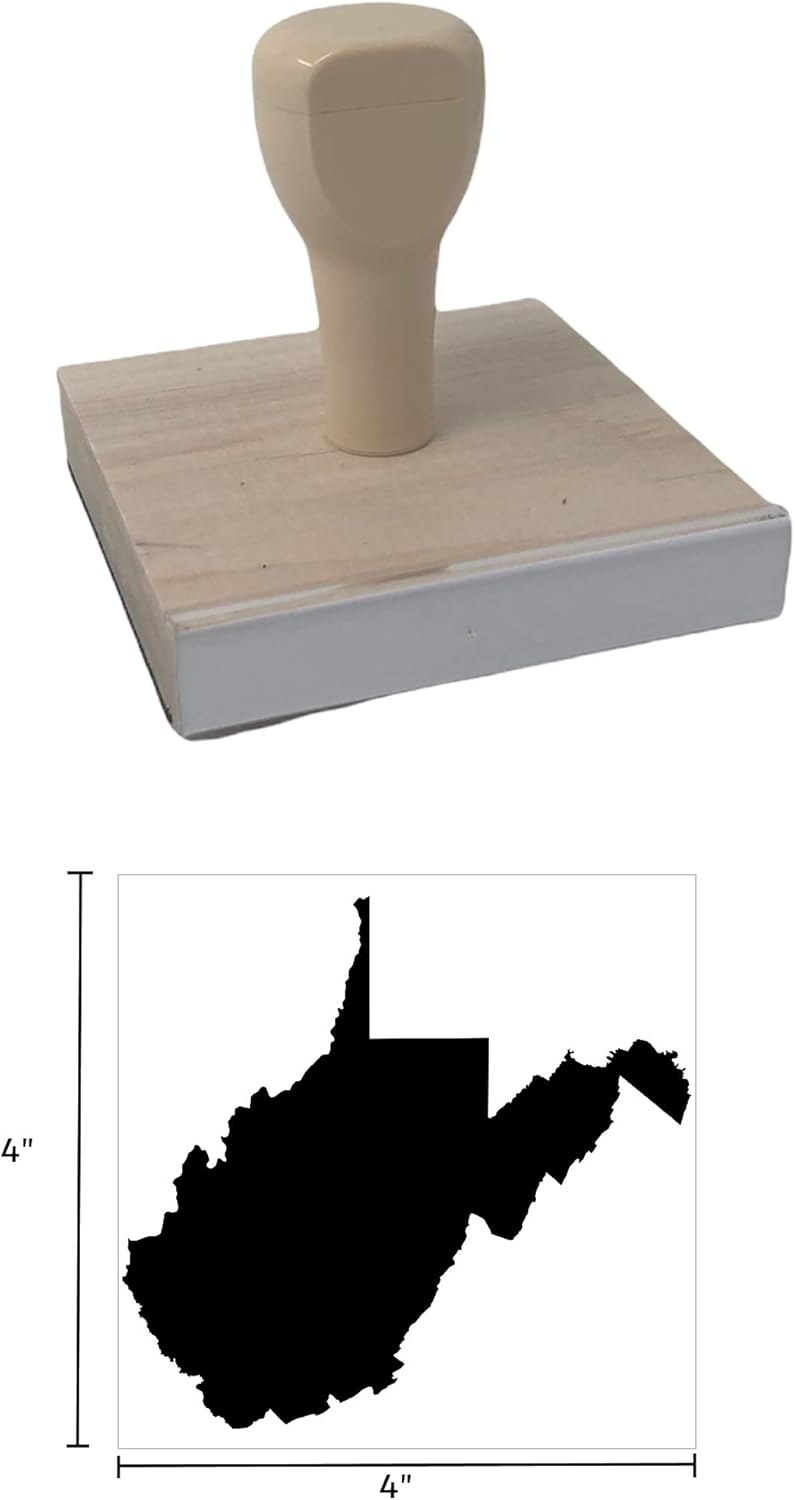 Infusion West Virginia State Rubber Stamp, 4 X 4'' Wood Stamp