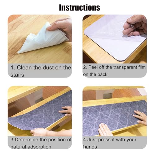 Tapete de escada antiderrapante 20 x 76 cm, adesivo traseiro reutilizável, tapete para escadas, lavá