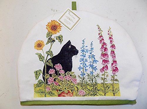 Tea Cozy Black Cat & Flowers