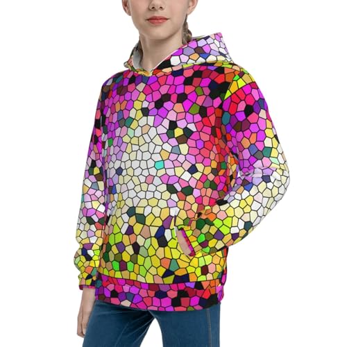 Colorful Tie Dye Stained Glass 3 Kid Hoodies Boys Sweatshirts Girls Pullover with Pocket2