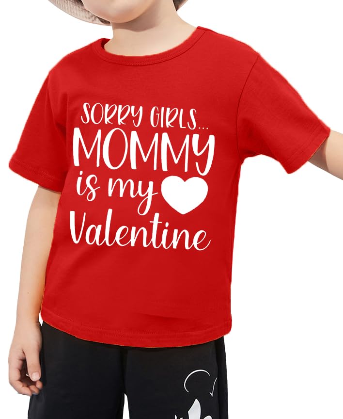 Image of VVNTY Valentines Shirts Toddler Boys Love Heart Graphic Tee Funny Letter Print Tops