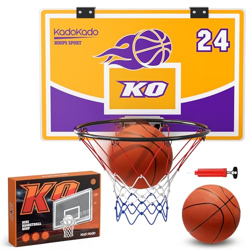 KADOKADO Panier de Basket Interieur Mini Panier Basket Enfant pour Chambre Mural avec 2 Ballons Panneau Repliable Coffret, Cadeau Anniversaire Jeu de Basket...