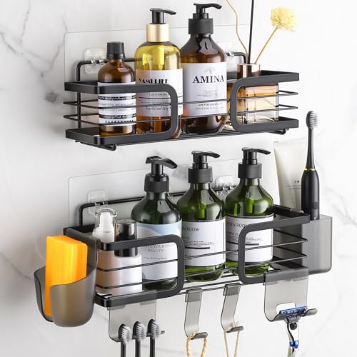 ALOCEO Etagere salle de bain, sans Percage Etagère de Douche, Support salle de Bain en Acier...