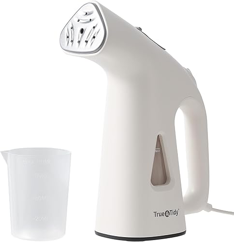 True & Tidy Vaporizador para ropa, removedor de arrugas portátil de tela de ropa, apagado automático, 800 vatios de vapor, placa de vapor de acero