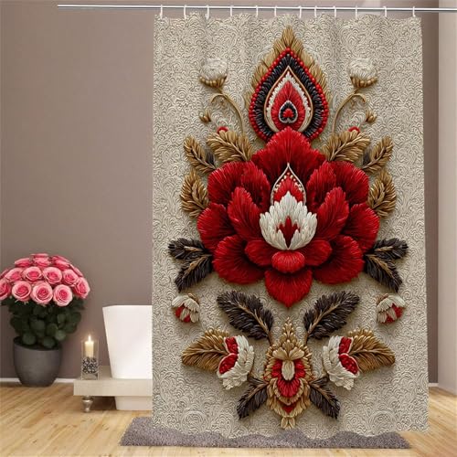 Rideau douche 120x180cm polyester lavable et résistant avec 12 crochets