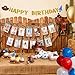 Cartoon Toy Photo Banner for Baby First Birthday Party Decorations Blue Sky With Clouds Monthly Picture Banner for Boys Girls Western Cowboy 1st Birthday Backdrop Decorations Baby Shower 12 Months Photo Props